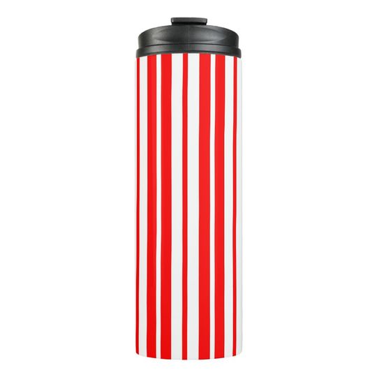Discover Red White Vertical Stripes Pattern Design Thermal Tumbler