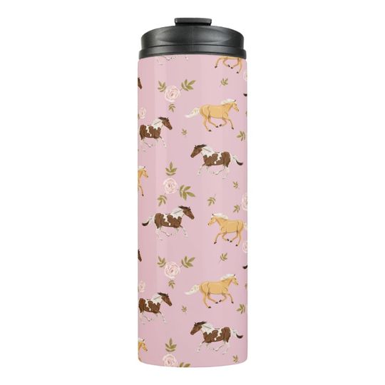 Discover Vintage Floral Horse Pattern Thermal Tumbler