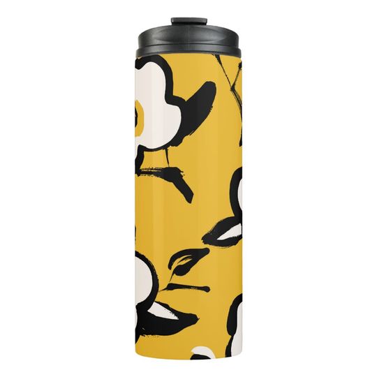 Discover Floral Vintage yellow pattern with sketchy hand dr Thermal Tumbler