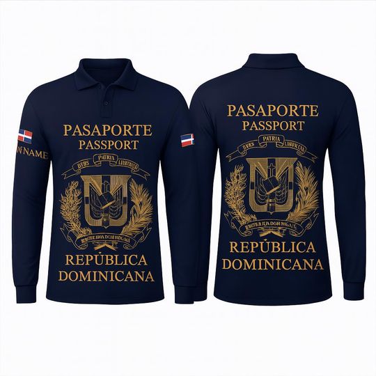 Discover Custom Dominican Republic Passport Polo Shirt  Personalized Repblica Dominicana Emblem Long Sleeve