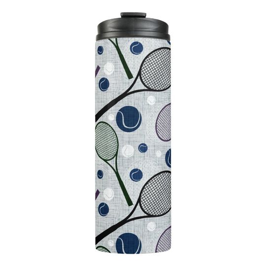 Discover Sports pattern for tennis fans.  thermal tumbler