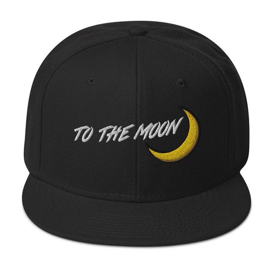 Discover To The Moon Crypto Tokens Coins NFT Flat Bill Cap Snapback Hat