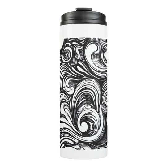 Discover Black And White Swirl Pattern Thermal Tumbler