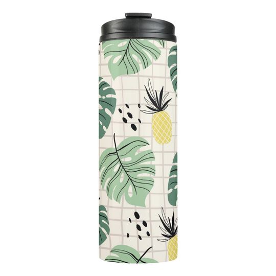 Discover Abstract tropical seamless pattern with palm leaf  thermal tumbler