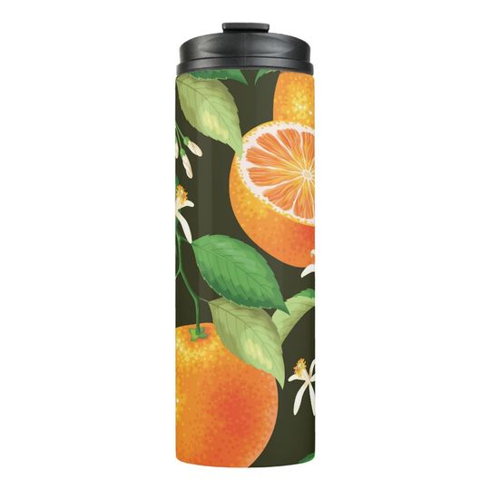 Discover Vibrant Orange Seamless Pattern Design Thermal Tumbler