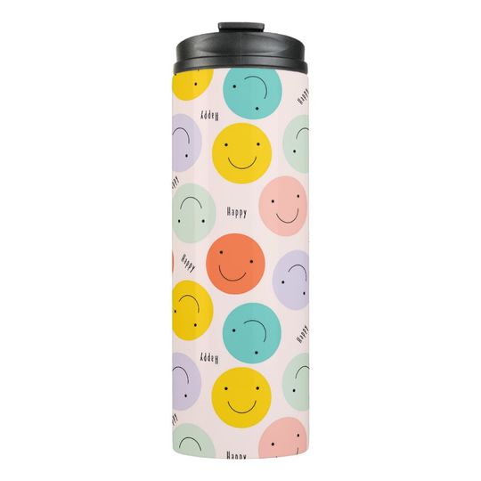 Discover Colorful Smiling Happy Face Pattern Thermal Tumbler