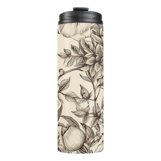 Discover Vintage Floral Sepia Pattern (2) Thermal Tumbler