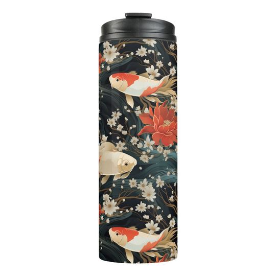 Discover Japanese Koi Fish Seamless Pattern Thermal Tumbler