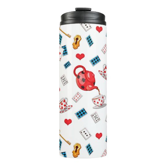 Discover Alice in Wonderland Tea Party Theme Pattern Thermal Tumbler