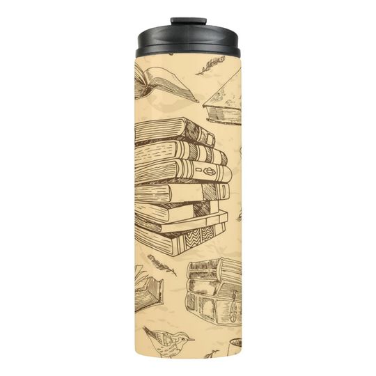 Discover Book pattern thermal tumbler