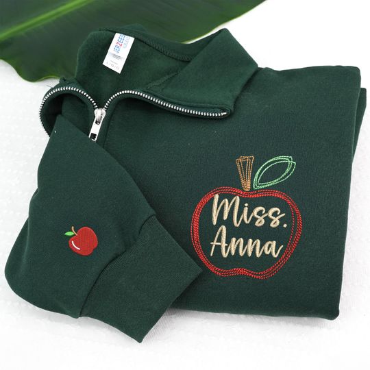 Discover Personalized Teacher Quarter Zip Sweatshirt, Custom Embroidered Pullover