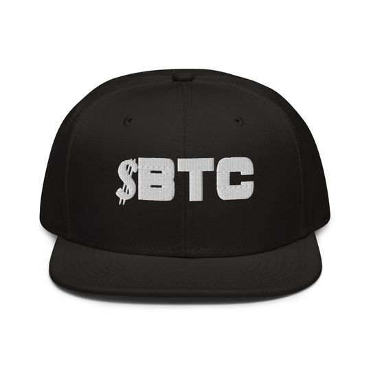 Discover BTC Bitcoin Ticker Cryptocurrency Snapback Hat Flat Bill Cap