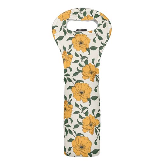 Discover Orange Poppy Flower Pattern Wine Bag