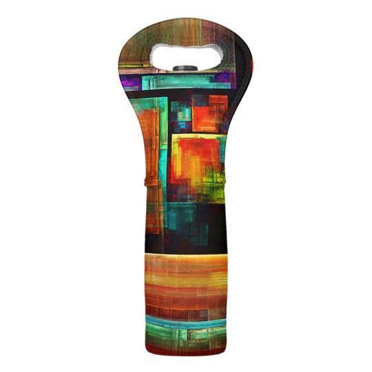 Discover Colorful Squares Modern Abstract Art Pattern #04 Wine Bag