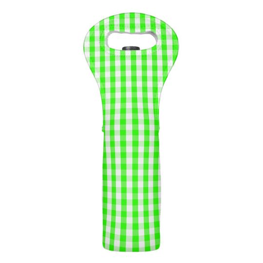 Discover Neon Green Gingham Pattern by Shirley Taylor Wine Bag