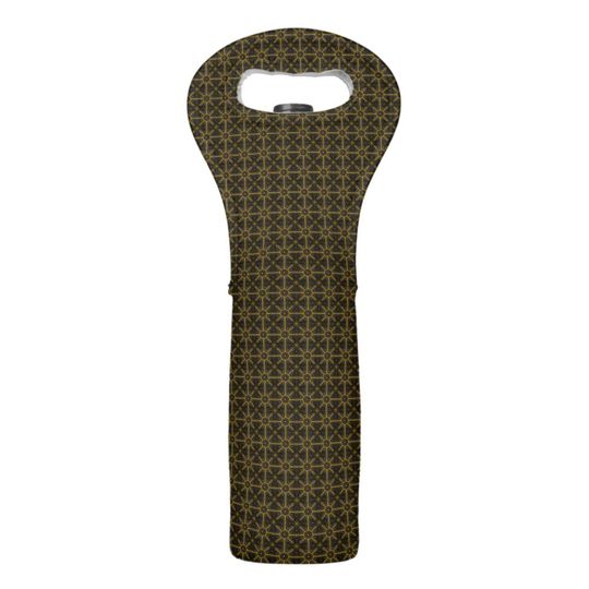 Discover Stylish Modern Black & Gold Geometric Pattern Wine Bag