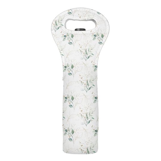 Discover Mint Green Pastel Floral Greenery Pattern Wine Bag
