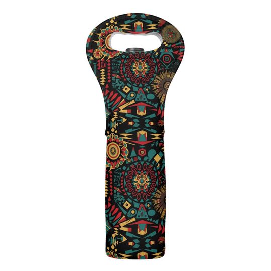 Discover Eco-Chic Cyan "Heritage-Inspired Patterns" Wine Ca Wine Bag