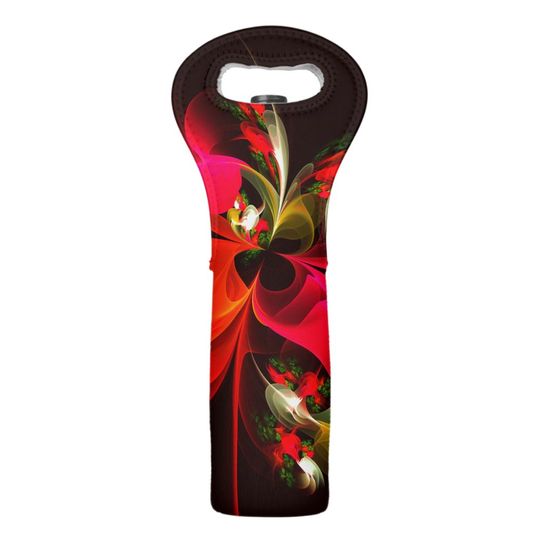 Discover Red Green Floral Modern Abstract Art Pattern #02 Wine Bag