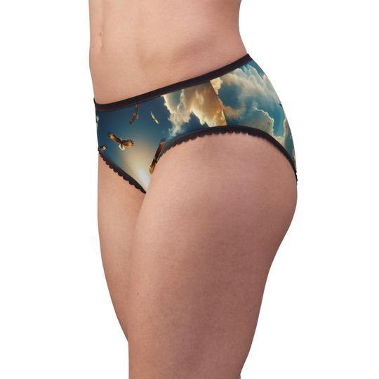 Discover Women's AOP Briefs with Sky & Eagle Design, Comfortable Underwear