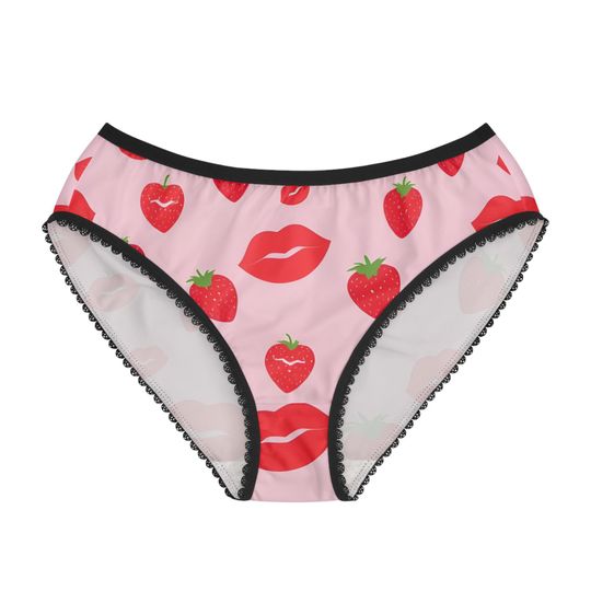 Discover Cute Strawberry Kiss Women's Briefs | Fun Daily Underwear, Gift for Her, Cute Lingerie
