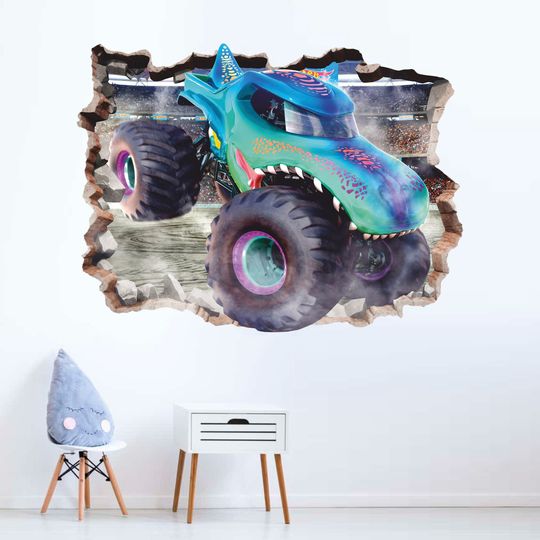 Discover Monster Truck Wall Sticker, OFF Road Truck Wall Decal, Transport, Decor, Wall Art