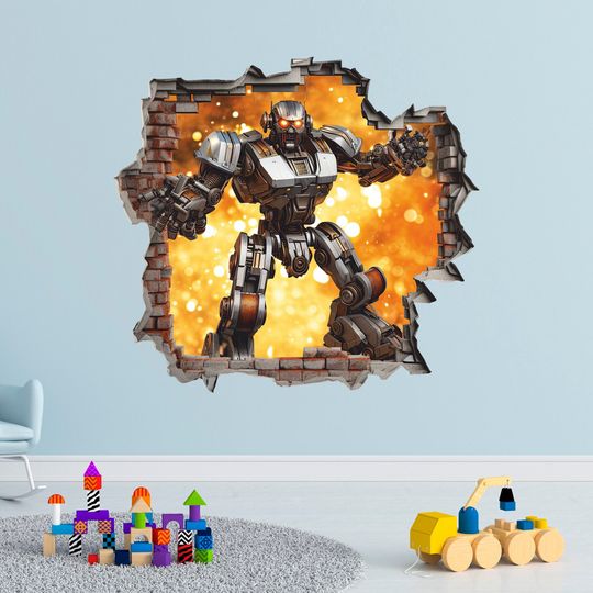 Discover Robot Wall Sticker, Machine Wall Decal, Peel and Stick, Wall Tattoo, Decor, Wall Art 001