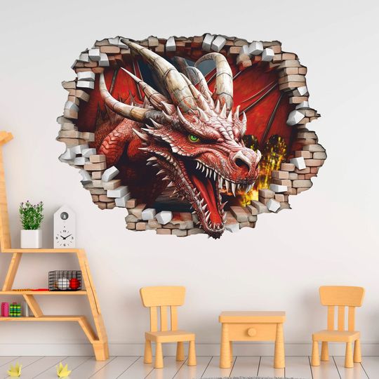 Discover Dragon Wall Sticker, Monster Decal, Wall Tattoo, Decor, Wall Art