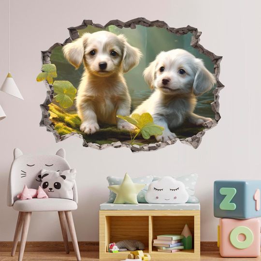 Discover Dogs Wall Sticker, Puppy Wall Decal, Pet, Animals, Nature, Decor, Wall Art
