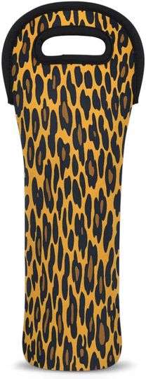 Discover Leopard Skin Pattern Wine Carrier Tote Bag Wine Bottle Tote with Carry Handle Beer Water Wine Bottle Carrying Protective Holder Cooler Bag for Travel Party Picnic