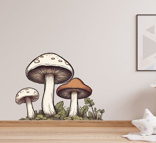 Discover Woodland Mushroom Wall Decal, Forest Nursery Wall Art for Kids Room & Home Decor