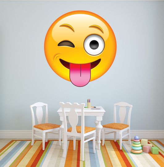Discover Emoji Wall Decal, Laughing Face Vinyl Sticker for Kids Room & Fun Wall Art Decor