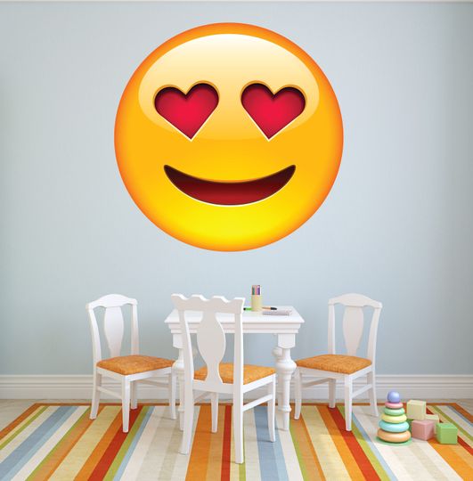 Discover Emoji In Love Happy Face Hearts Vinyl Wall Art Decal Sticker
