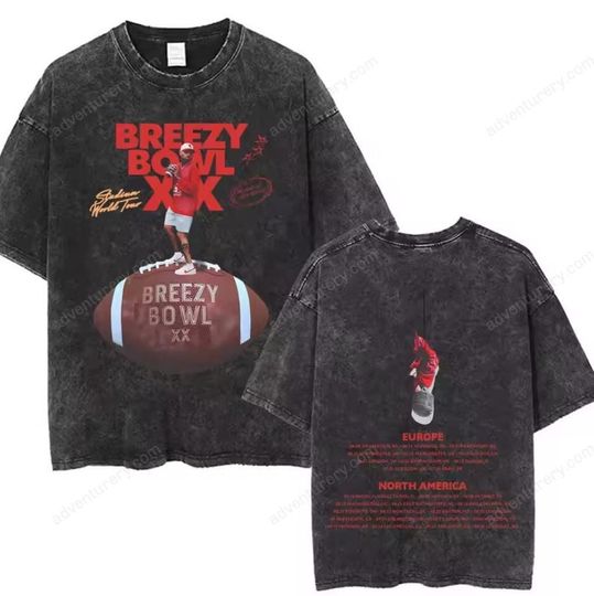 Discover Chris Brown Breezy Bowl XX Tour 2025 T-Shirt Vintage Washed Hip Hop Merch