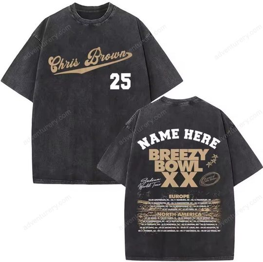 Discover Hip Hop Chris Brown Breezy Bowl XX 11_11 Tour Shirt Vintage Washed Tee