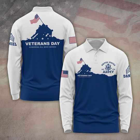 Discover Men's Long Sleeve Polo Shirt Honoring All Who Served - US Veterans Day