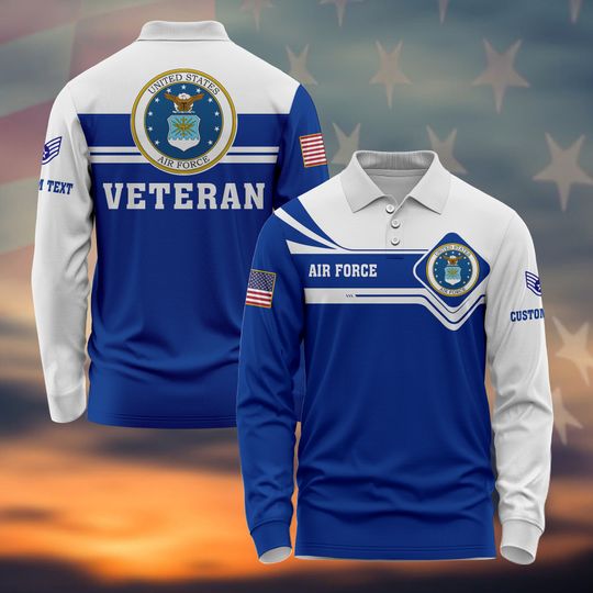 Discover Customized U.S. AF Veteran Long Sleeve Polo Shirt