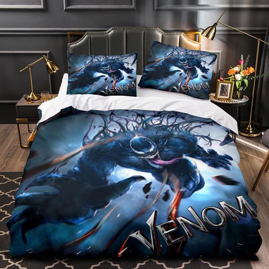 Discover Custom Venom Duvet Cover Set Bedding Set 3-pc with Name Number | Personalized Duvet Cover with 2 Pillowcases