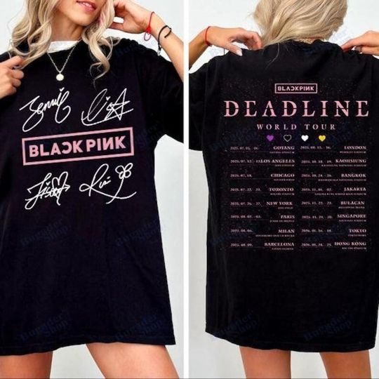 Discover BLACKPINK 2025 Tour Shirt  Deadline World Tour Tee with Graffiti Back Print
