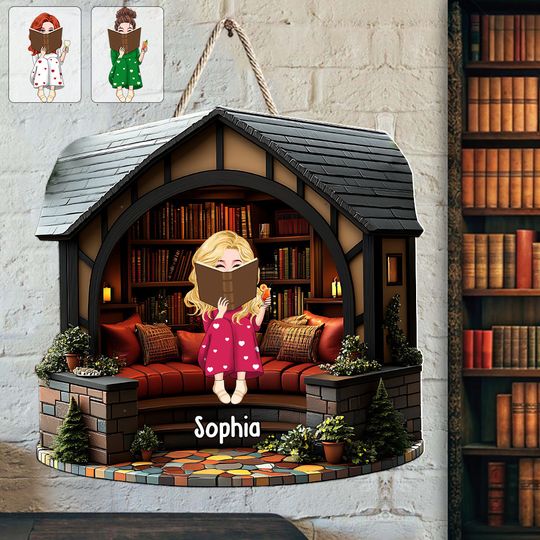 Discover My Library - Personalized Book Custom Shaped Wood Sign