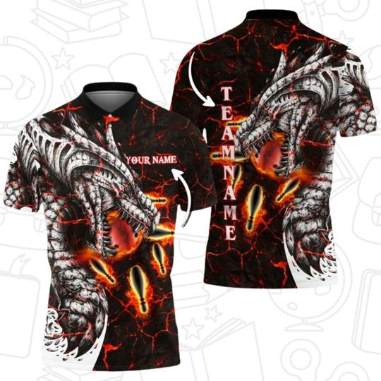 Discover Custom Dragon Bowling Polo Shirt Personalized Name-Team Bowling Jersey