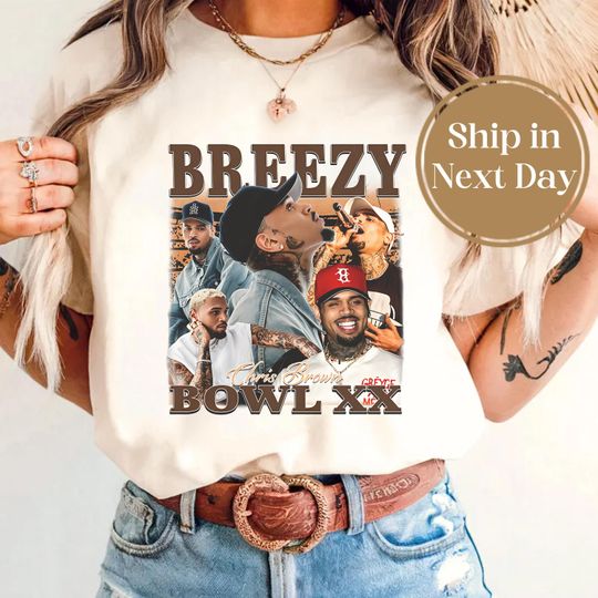 Discover Chris Brown Breezy Bowl XX T-Shirt, Chris Brown Album Shirt, Chris Brown Fan Gift, Chris Brown Merch