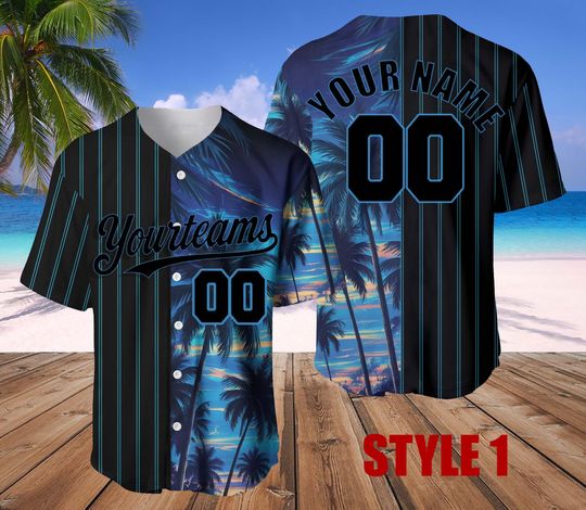 Discover Personalized Hawaiian Baseball Jersey with Team Name Number, Custom Hawaii Floral Shirt