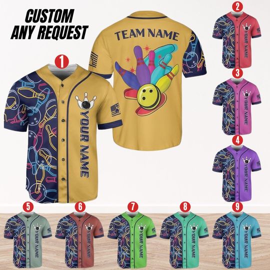 Discover Personalized Vintage Bowling Team Baseball Jersey,Custom Name & Team Bowling Jersey,Uniform For Bowling Team,Bowling Lovers,Sport Gifts BL4