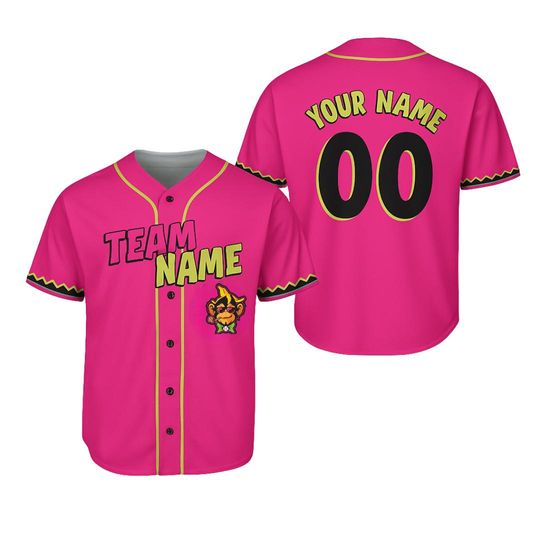 Discover Custom Pink Black Baseball Jersey, Funny Monkey Team Shirt, Personalized Name & Number for Kids, Youth, Adults