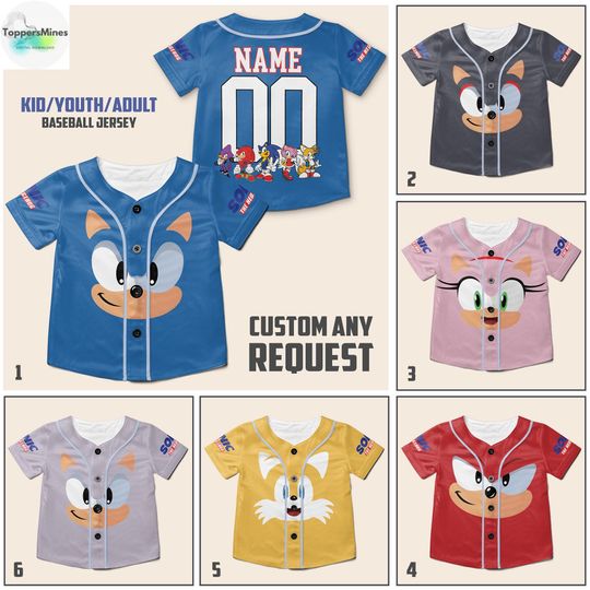 Discover Custom Sonic The Hedgehog Baseball Jersey, Personalized Number & Name Sonic Jersey, Sonic party jersey, Birthday gift for Kids