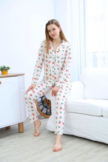Discover Babyy Yodaa Pajama Set  Festive Button-Up Loungewear with Holiday Stocking