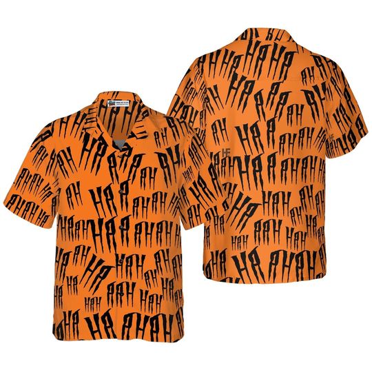 Discover Scary Laugh Halloween Shirt, Spooky Hawaiian Shirt, Funny Aloha Short Sleeve Shirt
