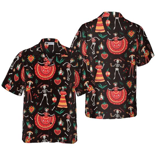 Discover Halloween Short Sleeve DOTD Skull Flower Hawaiian Shirt