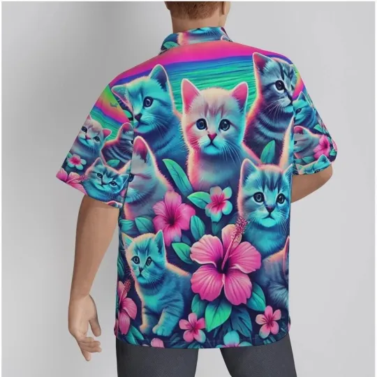 Discover Neon Rave Outfit Kittens Cats Hawaiian Shirt Festival Premium Products 3D